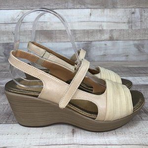 Naot Gallus Tan Leather Heel Slingback Sandals 38